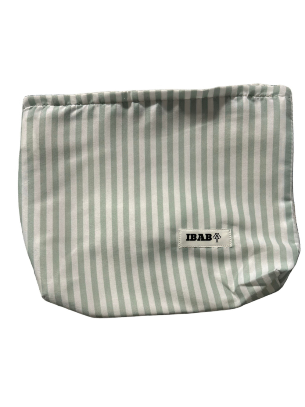 Women's IBAB 10”x8” Cosmetic Bag White Mint Green Striped